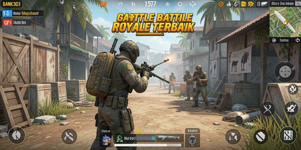 Tampilan gameplay seru dan mendebarkan pada BANK303 di arena Battle Royale.