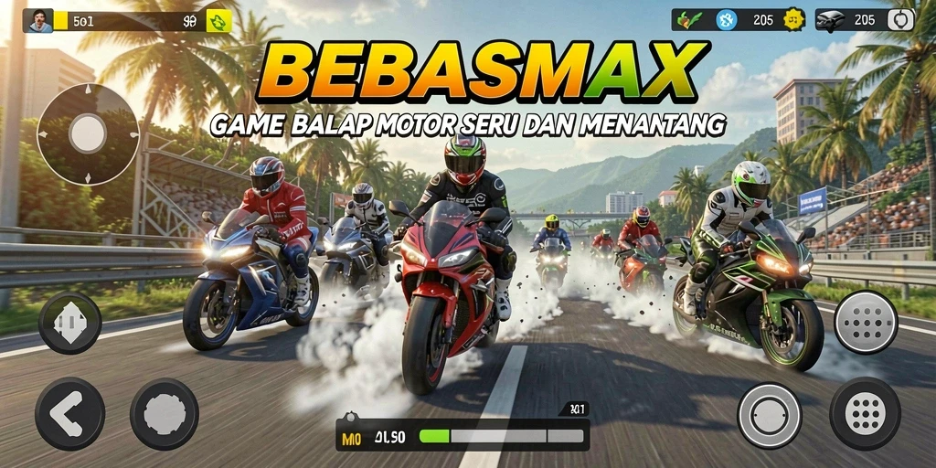 Tampilan gameplay menegangkan saat balap motor di BEBASMAX.
