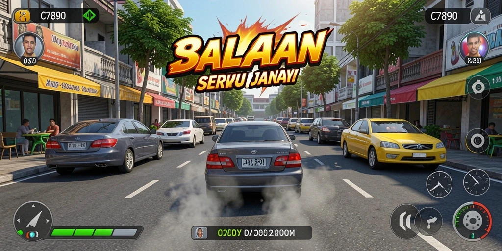 Tampilan gameplay Racing C7890 dengan mobil balap berkecepatan tinggi.