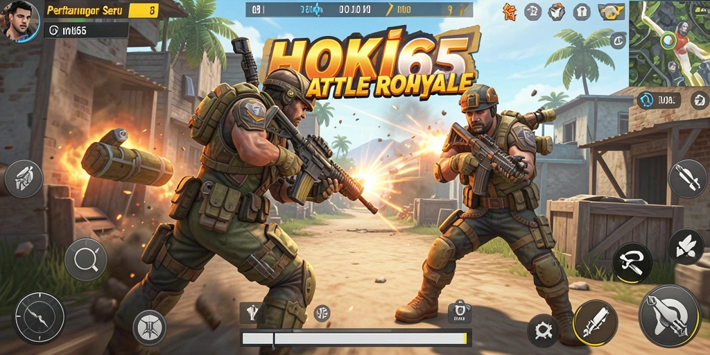 Gameplay intens HOKI65 dengan aksi Battle Royale yang mendebarkan.