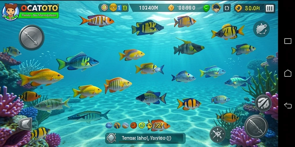 Tangkapan layar OCATOTO menampilkan aksi seru dalam gameplay Tembak Ikan.