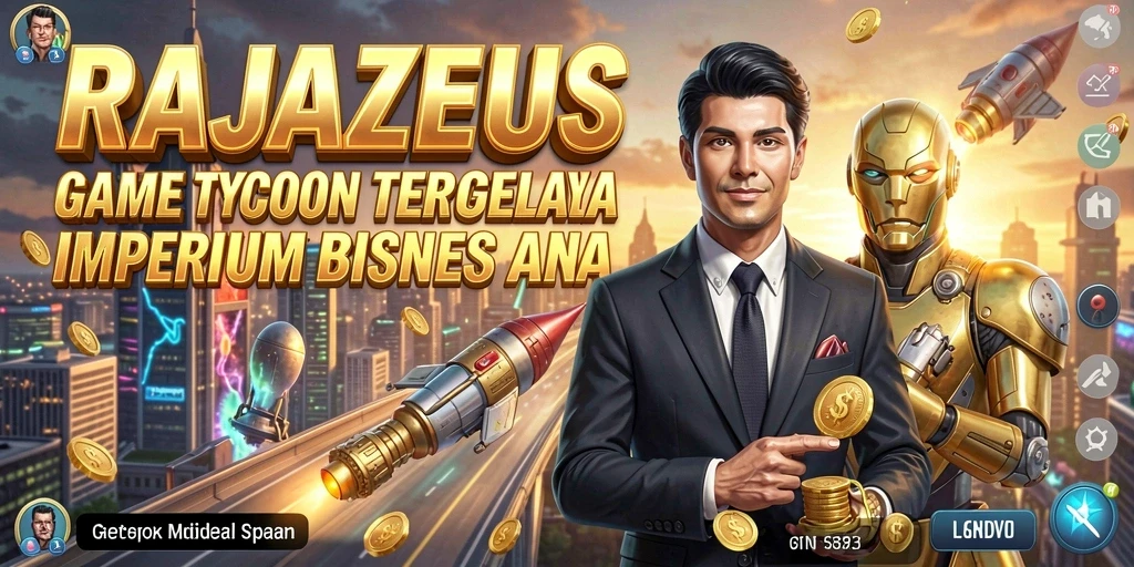 Tampilan gameplay menarik RAJAZEUS dalam membangun bisnis.