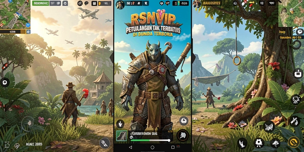 Tangkapan layar gameplay RSNVIP menampilkan petualangan dalam dunia terbuka yang menakjubkan.