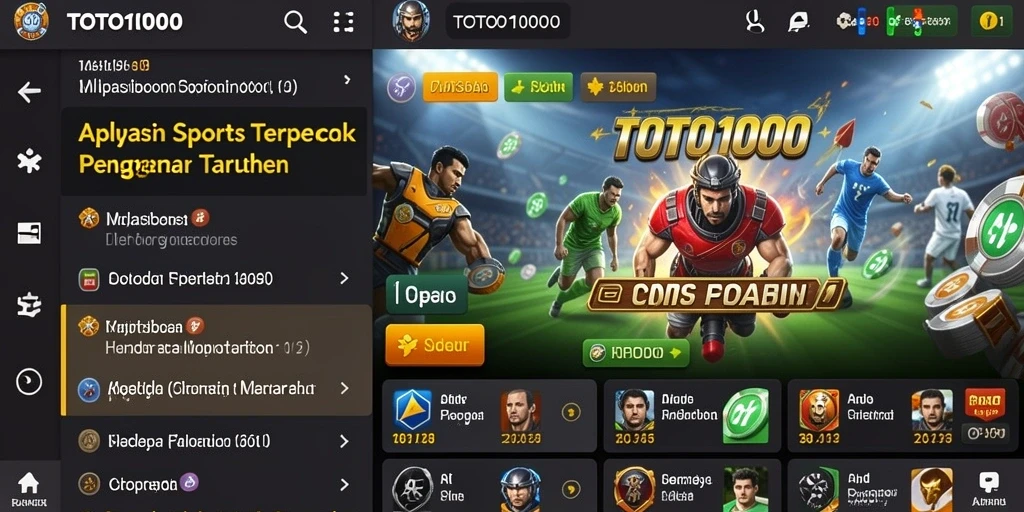 Tampilan menarik aplikasi TOTO1000 dengan berbagai opsi taruhan olahraga.